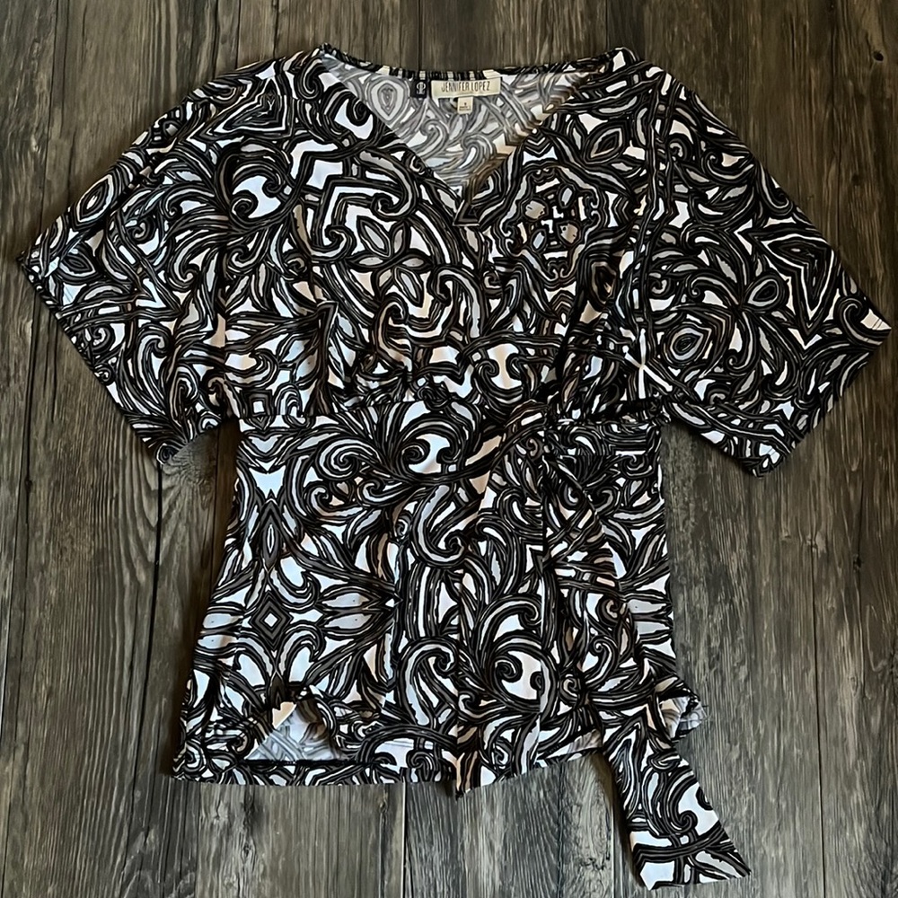 JENNIFER LOPEZ Crossover Blouse Side Tie